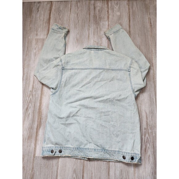 LRG Mens Earth Lessons Rainbow Patch Denim Jacket Light Wash Blue Button Up XL - Picture 11 of 13